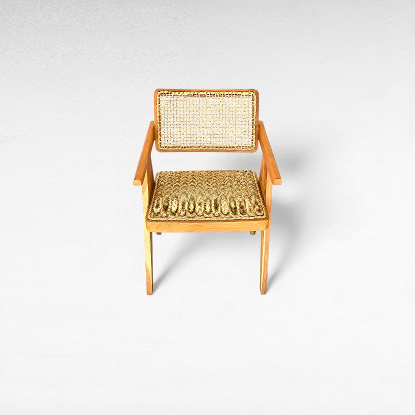 TEAK WOOD & SYNTHETIC RAFFIA DINING CHAIR W55 |D50 |H80 CM
