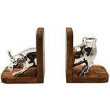 BOOKEND TEAK WOOD WITH SHINY NICKEL - Chora Mykonos