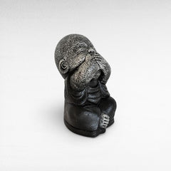 BLIND-DEAF-MUTE SET OF 3 SHAOLINS SILVER & BLACK H.20 CM - Chora Mykonos