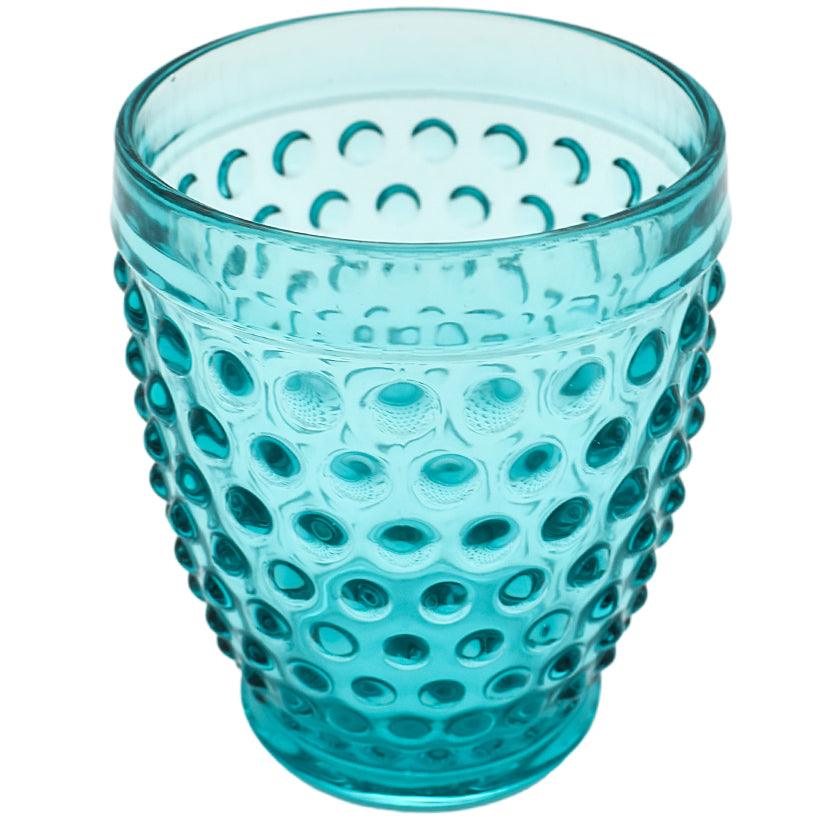 SKY BLUE BUBBLE WATER GLASS 300ML 9x9x11cm - Chora Mykonos