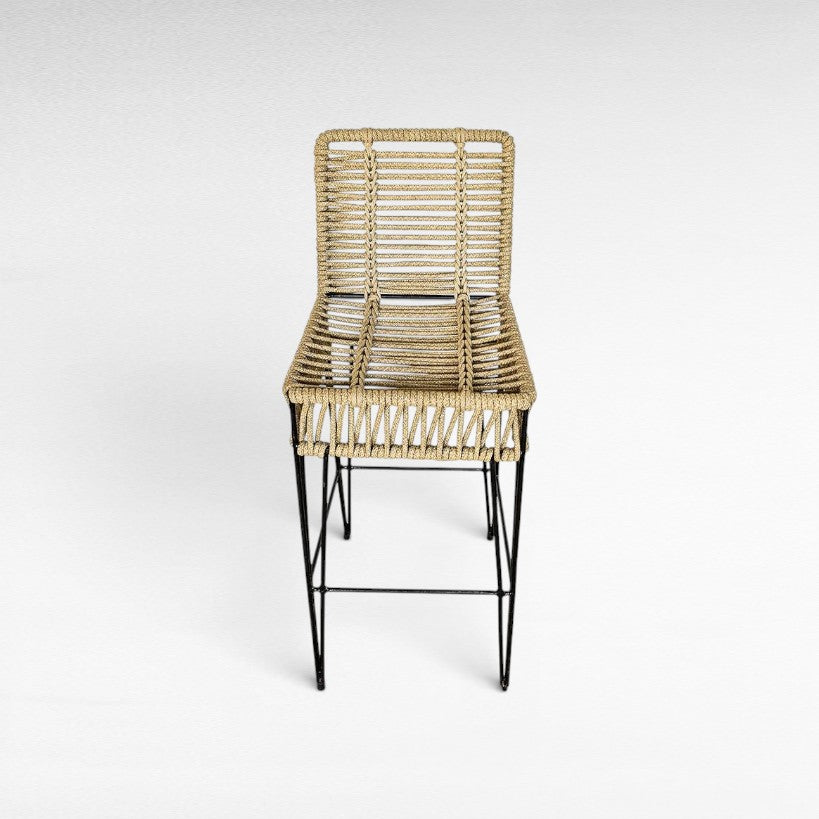 METAL & ROPE NATURAL BAR STOOL 40x50x80cm - Chora Mykonos