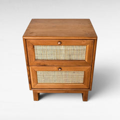 BEDROOM SIDE TABLE WITH VIENNESE RATTAN - Chora Mykonos
