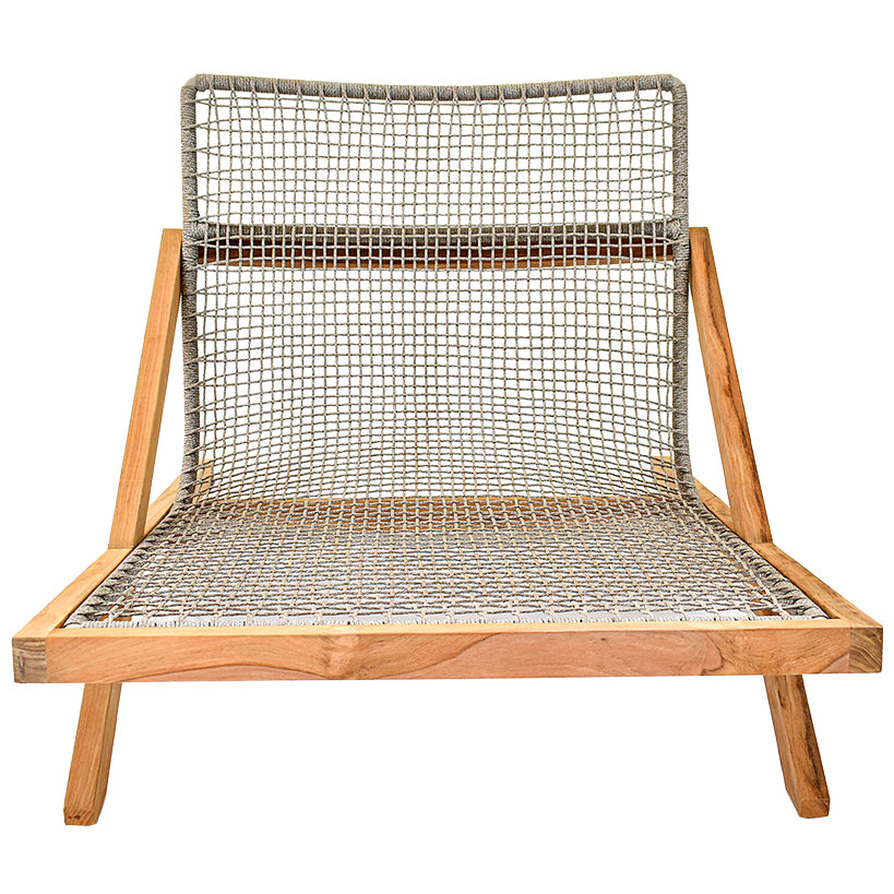 ARMLESS ALUMINIUM POWDER COATED LOUNGE CHAIR WITH TEAKWOOD BASE