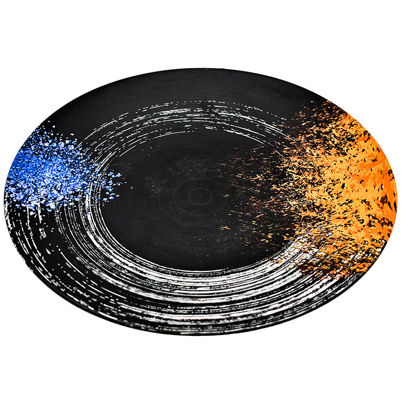 BLACK WITH SPLASH HI END MELAMINE SERVING TRAY