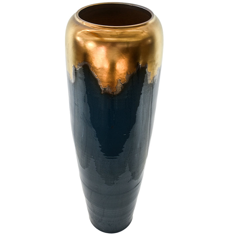 Terracotta Blue & Gold Planter – Stylish Elegance for Any Space ✨