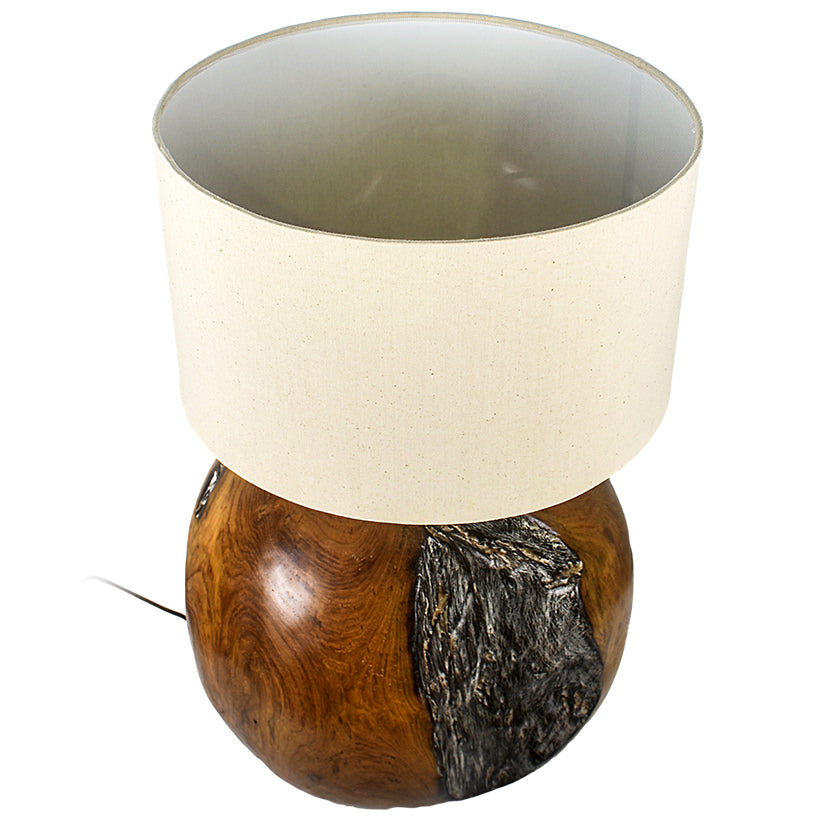 TEAK NATURAL ROUND SHAPED TABLE LAMP 35 CM