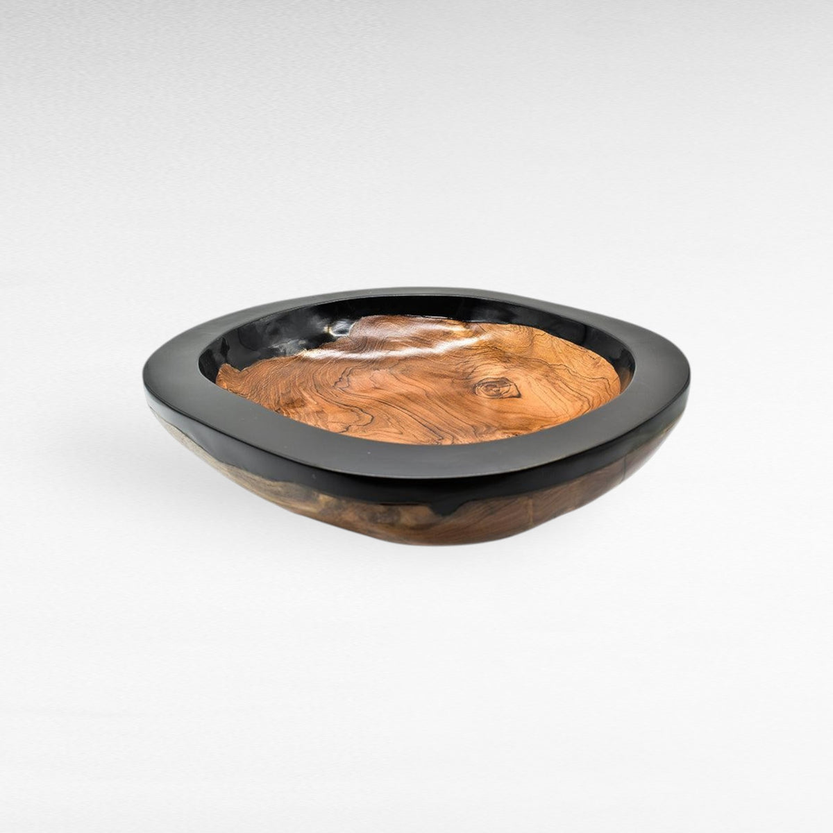 TEAK BOWL BLACK RESIN BLACK 33x34x6cm - Chora Mykonos