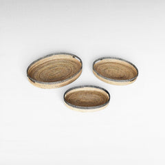 TRAY OVAL RATTAN SET OF 3 - Chora Mykonos