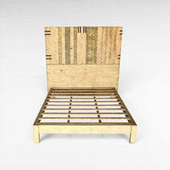 HEAD BOARD & BED OLIVE COLOR & TEAK WOOD 205x205/185x185 - Chora Mykonos