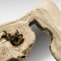 Chora Barefoot Luxury Living bleached suar wood mirror frame with organic curves and natural wood grain texture