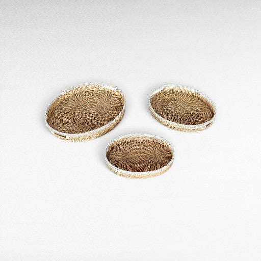 TRAY OVAL RATTAN SET OF 3 - Chora Mykonos