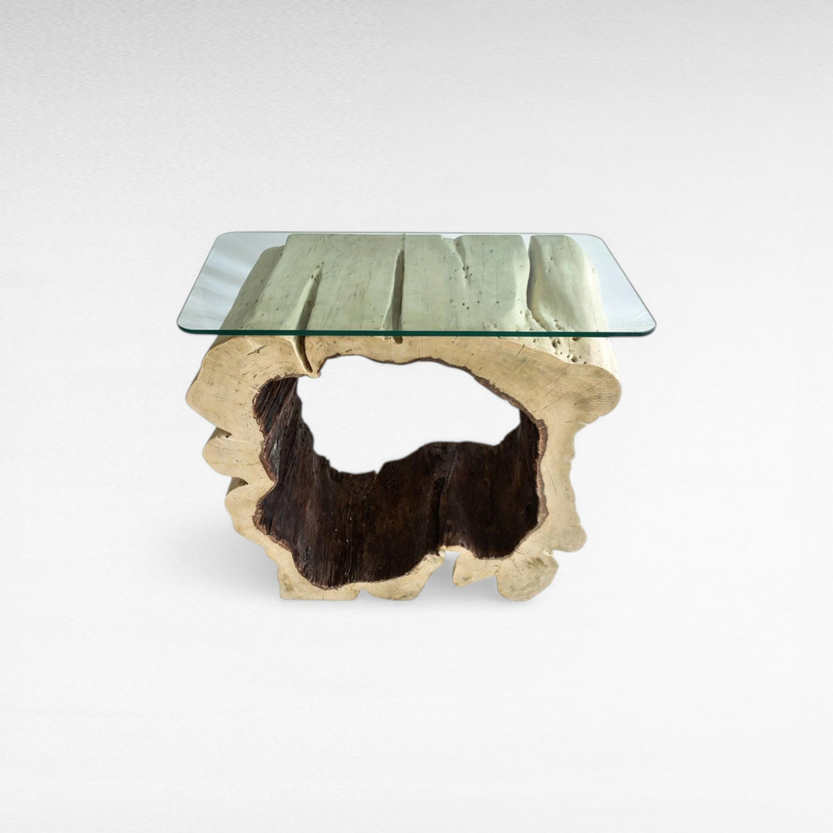 BLEACH TAMARINE CONSOLE TABLE W/ GLASS - Chora Mykonos