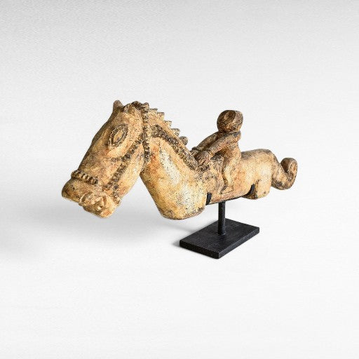 ANTIQUE WOODEN RIDER WITH STAND 90x10x40cm - Chora Mykonos