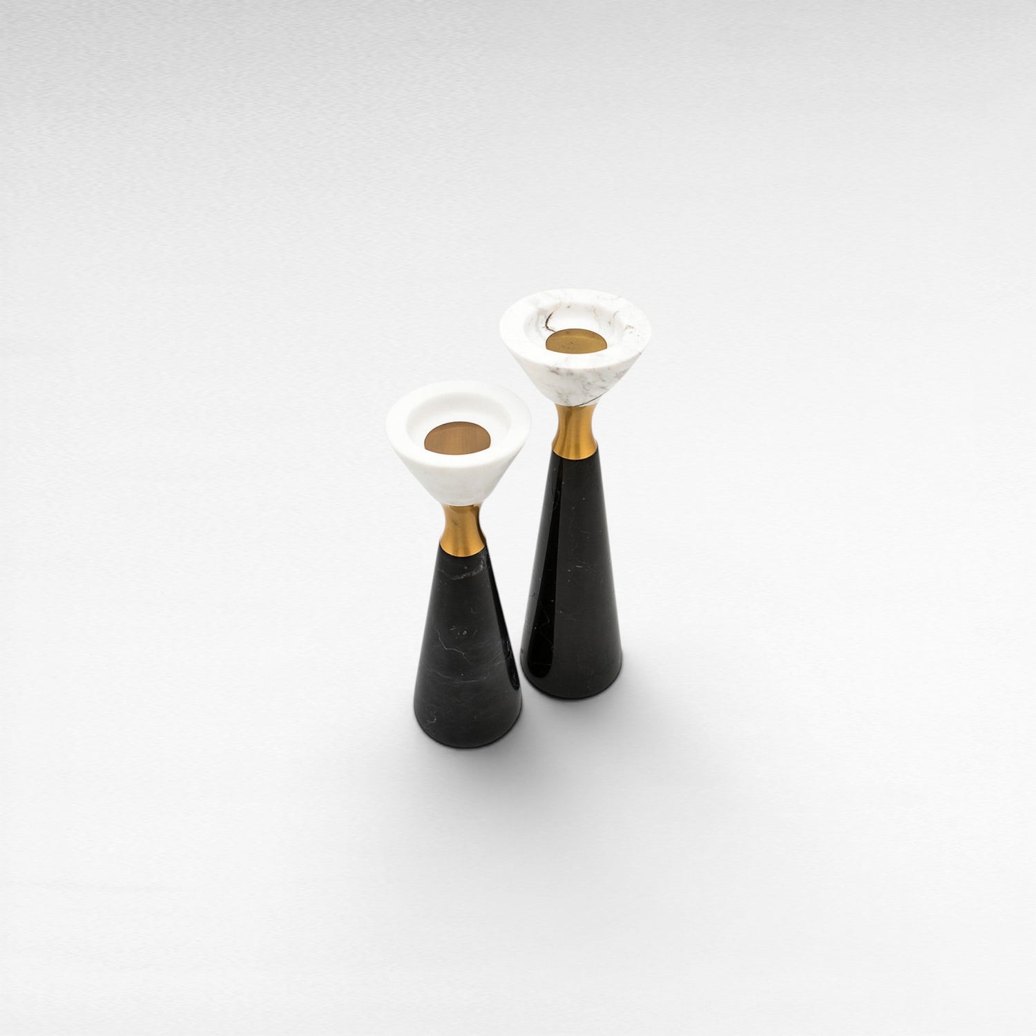 MARBLE CANDLE HOLDERS SET OF 2 H 29 & H26