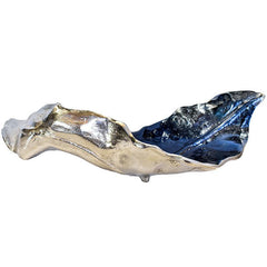 NICKEL ALUMINIUM LEAF SCULPTURE 51x29x16 CM - Chora Mykonos