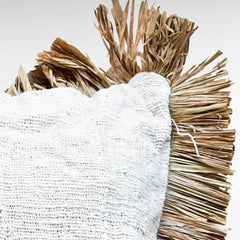 PILLOW WITH RAFFIA AND FRINGES - Chora Barefoot Luxury Living