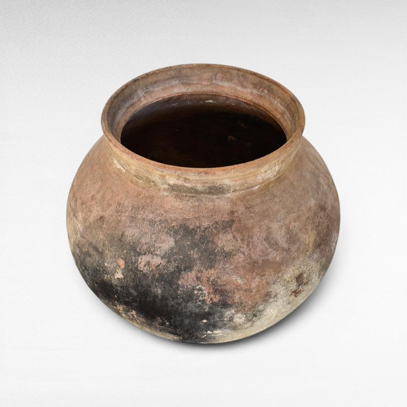 GREY BROWN ANTIQUE POT - Chora Barefoot Luxury Living