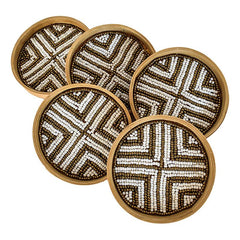 Set of 5 Beaded Coasters - Chora Barefoot Luxury Living