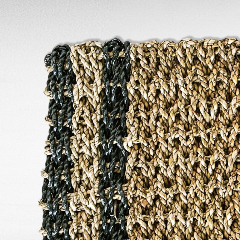 SEAGRASS DOORMAT NATURAL BLACK - Chora Mykonos