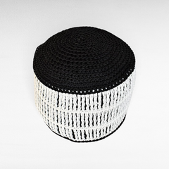 POUF ROPE WHITE-BLACK - Chora Barefoot Luxury Living