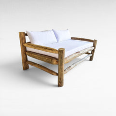 SOFA TEAK WOOD BLEACHED WITH MATRESS 160x100x80cm - Chora Mykonos