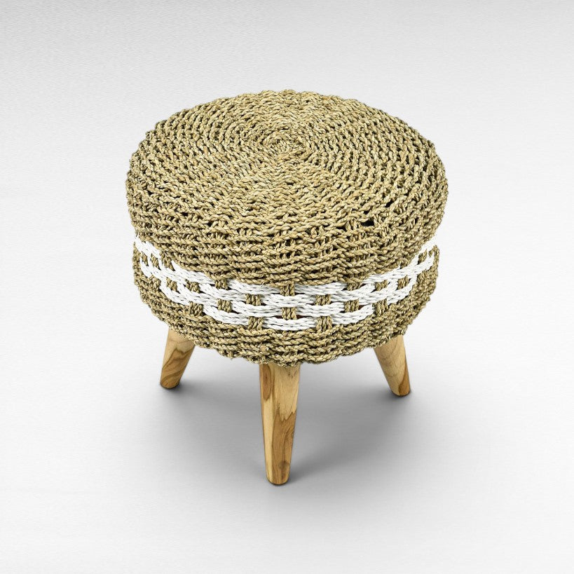 STOOL WHITE & NATURAL Φ40 |H45 CM