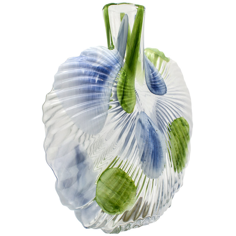 CRYSTAL VASE GREEN / BLUE PATTERN