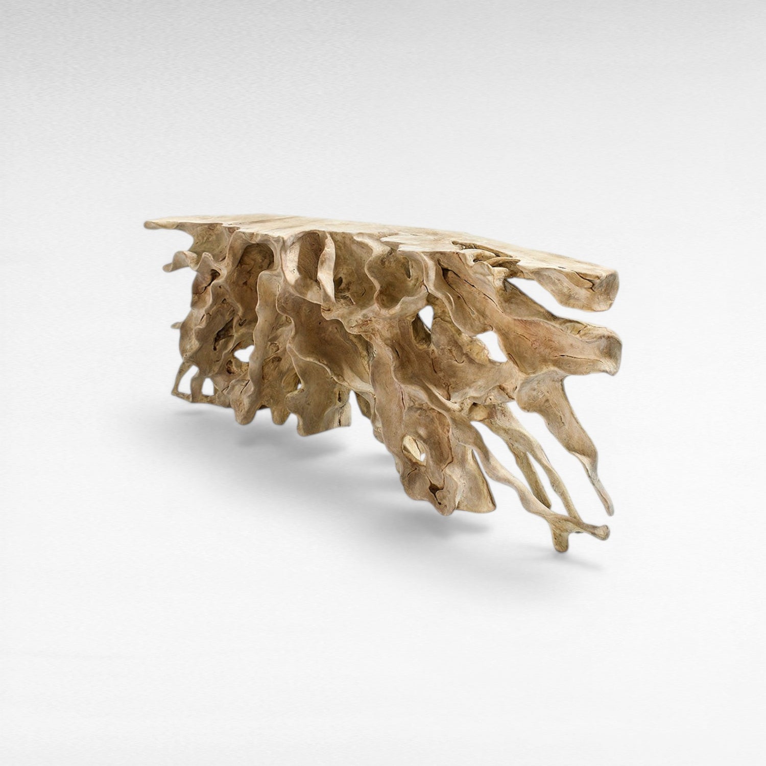 TEAK WOOD ROOT WITH GLASS BLEACHED COLOR W200 |D50 |H80 CM