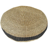 POUF NATURAL AND BLACK LINE 100cm - Chora Mykonos