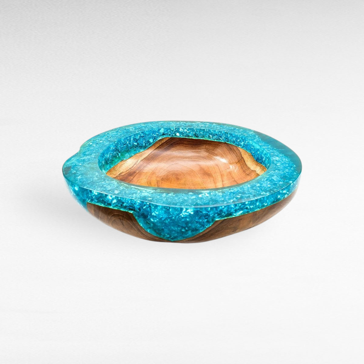 TEAK BOWL RESIN TURQUOISE 34x35x6cm - Chora Mykonos