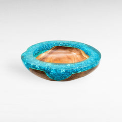 TEAK BOWL RESIN TURQUOISE 34x35x6cm - Chora Mykonos