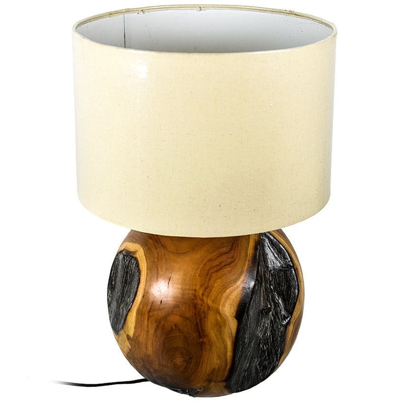 TEAK NATURAL ROUND SHAPED TABLE LAMP 25 CM