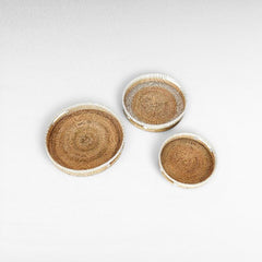 TRAY WHITE AND NATURAL SMALL SET OF 3 - Chora Mykonos