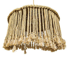 NATURAL ROPE PENDANT LIGHT WITH FRINGES 70x70x35 - Chora Mykonos