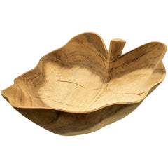 LEAF WOODEN BOWL 40cm - Chora Mykonos