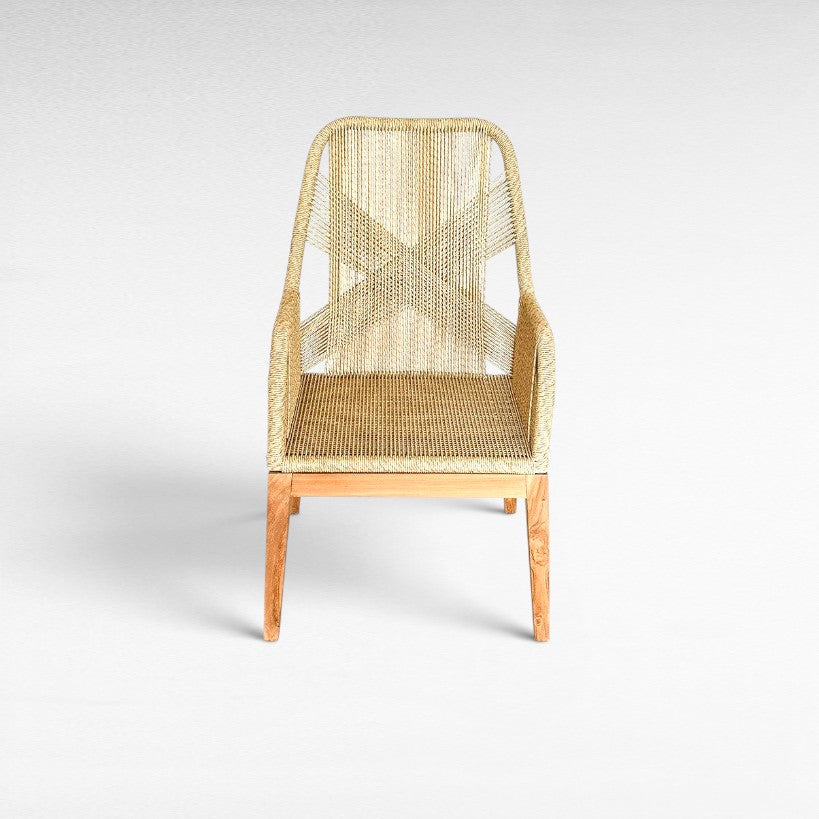 CHAIR TEAK WOOD WITH SYNTHETIC RATTAN - Chora Mykonos