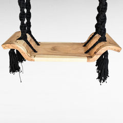 SWING WITH NATURAL WOOD AND BLACK ROPE - Chora Barefoot Luxury Living