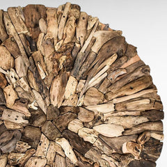 RECUCLED WOOD ROUND WALL DECORATION - Chora Mykonos