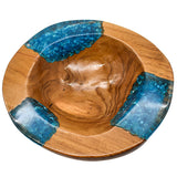 TEAK HALF BLUE  RESIN CLEAR GLASS 25 CM