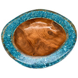 TEAK FULL CLEAR RESIN BLUE GLASS BOWL 35CM