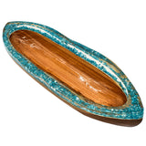 BOAT WITH TURQUOISE RESIN CLEAR GLASS 50 CM