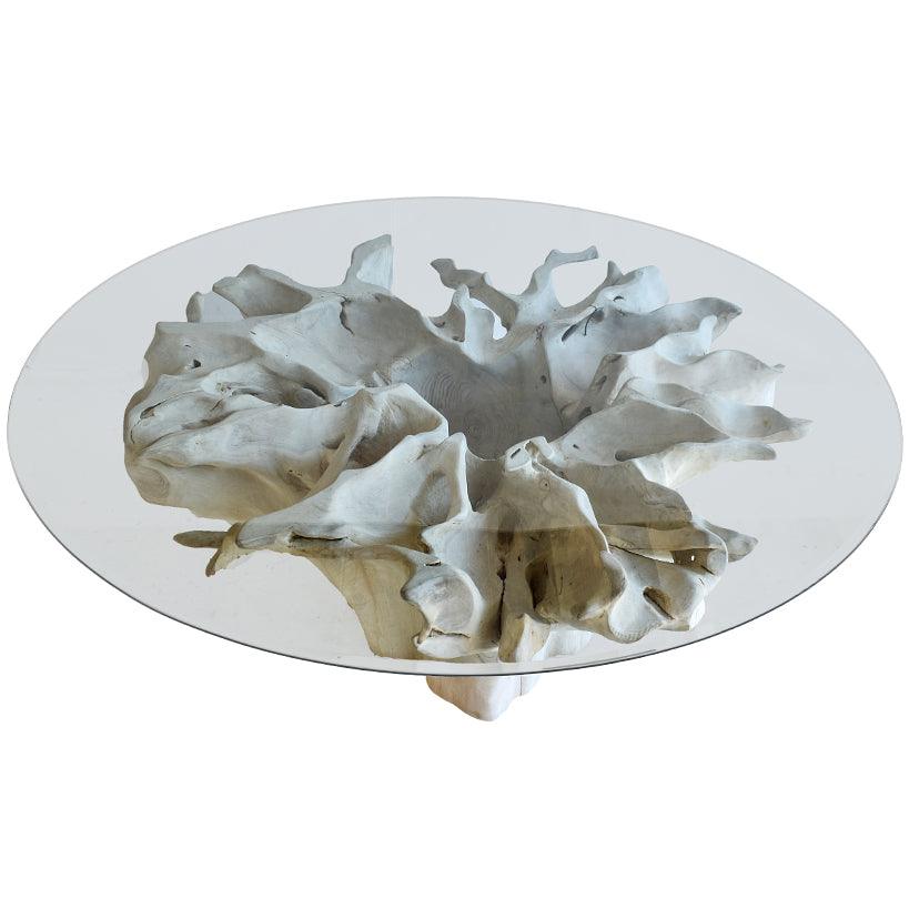 BLEACHED ROUND DINING TABLE - Chora Mykonos