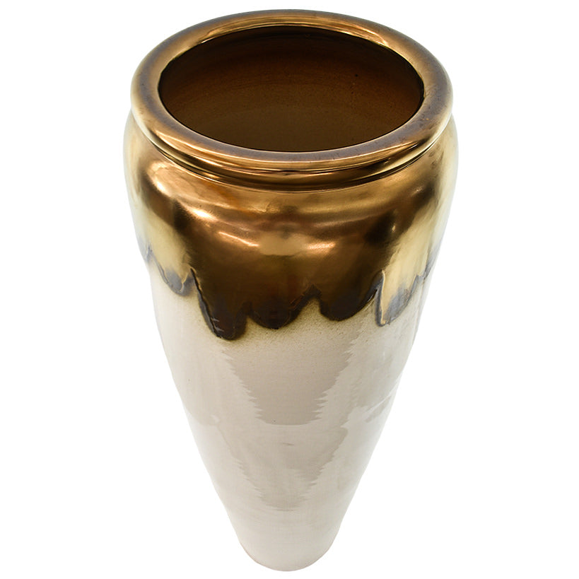 Terracotta Cream & Gold Planter – Elevate Your Space with Luxurious Style