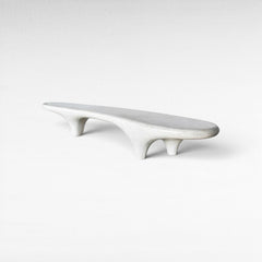 FIBER AND CEMENT HIGH HEEL DIRTY WHITE BENCH - Chora Mykonos