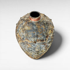 POT WITH COOPER RING LARGE LIGHT BLUE - Chora Mykonos
