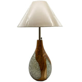 TABLE LAMP TEAK WOOD & RESIN WHITE - Chora Mykonos