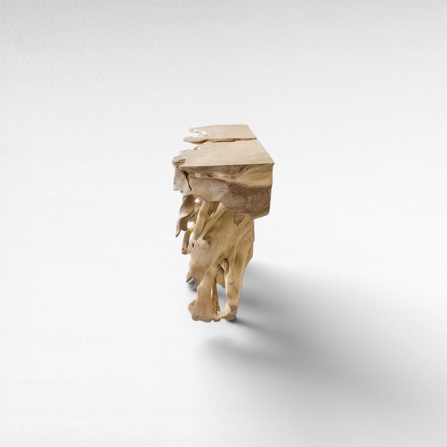 TEAK WOOD ROOT W/ GLASS BLEACHED COLOR W120 |D42 |H80 CM