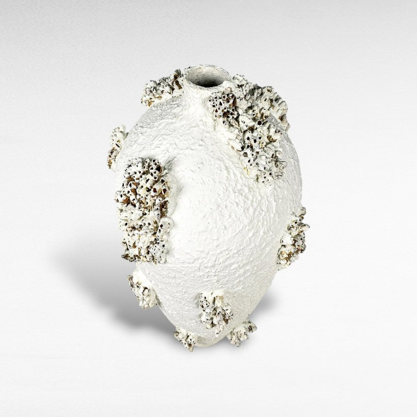 TERRACOTTA WHITE PLANTER WITH CORALS W50 |D50 |H100 CM