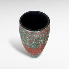 WOODEN PLANTER GREEN & RED COLORED - Chora Mykonos