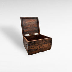 ROUGH WOOD SQ. BOX WITH SILVER 36x36x22,5cm - Chora Mykonos